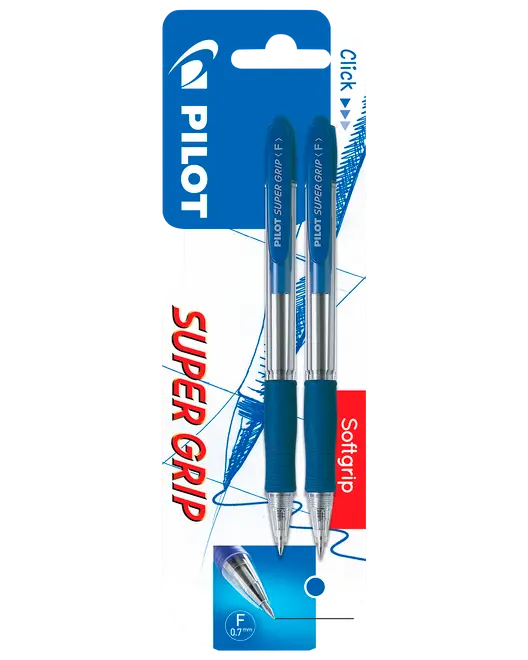 Pilot Super Grip Kuglepen 2-pak - blå