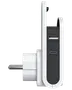 Sidovy av väggladdare med en USB-A och en USB-C port. Kompakt, modern design i svart och vitt. Passar för laddning av flera enheter samtidigt.