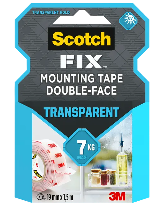 Scotch-FIX™ Dobbeltklæbende Transparent 19 mm x 1,5 meter