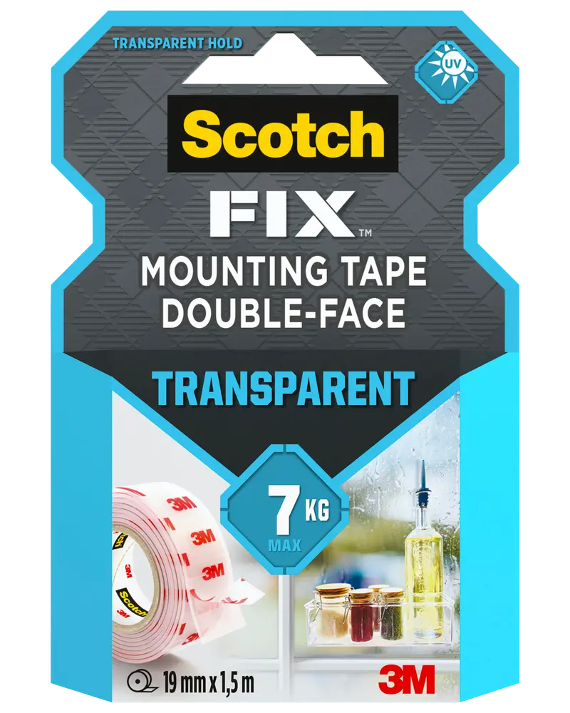 Scotch-FIX™ Dobbeltklæbende Transparent 19 mm x 1,5 meter