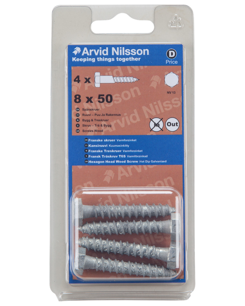 Arvid Nilsson Fransk skrue 8 x 50 mm 4-pak