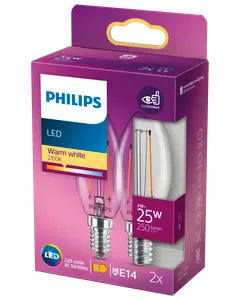 PHILIPS LED-filamentpære 2W E14 2-pak