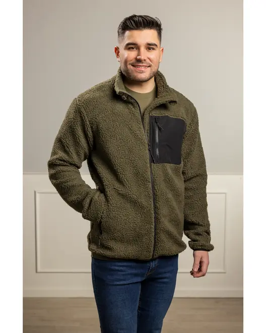 Teddyfleecjacka militärgrön XL