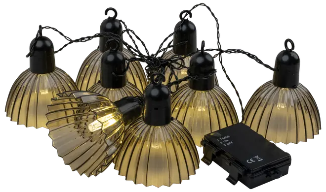 Lyskæde med krog - røgfarvet