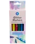 Förpackning med 6 glitterpennor med bred spets i färgerna gul, orange, röd, grön, blå och lila. Passar pyssel och teckning, ger intensiv glittereffekt.