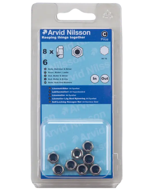 Låsmutter A4 M6 8st