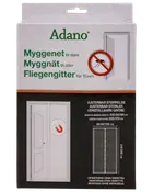 Justerbart myggenet til døre, passer bredder 80/90/100 cm og højder 210/220 cm. Nem montering uden værktøj, magnetlukning, beskytter mod insekter.