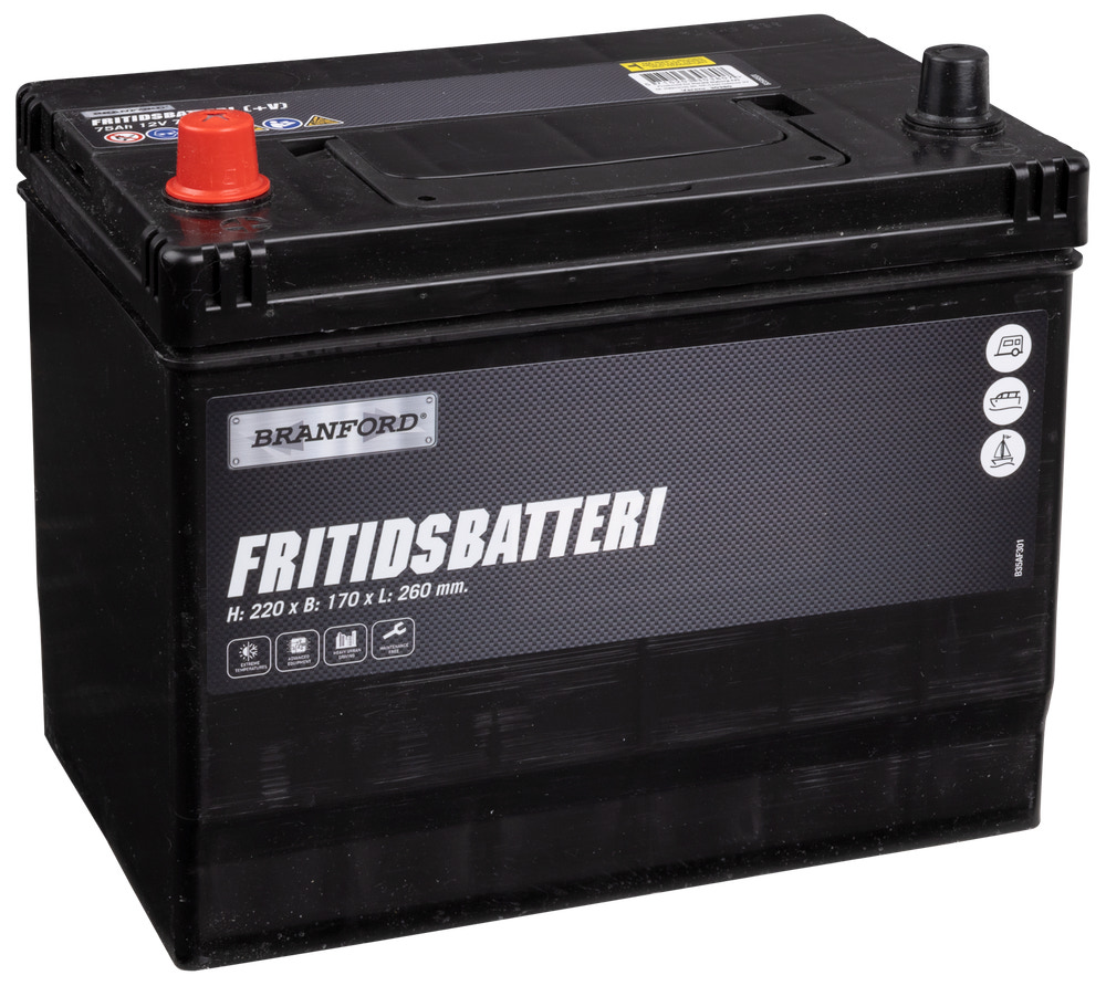 BRANFORD Fritidsbatteri 12V 75 Ah (+v)