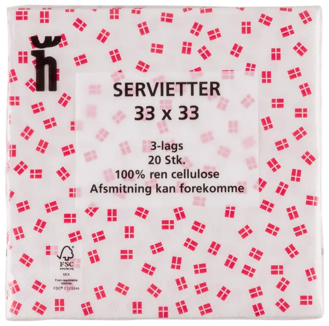 Dannebrog servietter 20-pak assorterede varianter