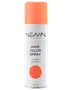 Hvid aerosolflaske med NEW:IN Copenhagen hårfarvespray i orange metallic, 150 ml, med orange låg og farveprøve.