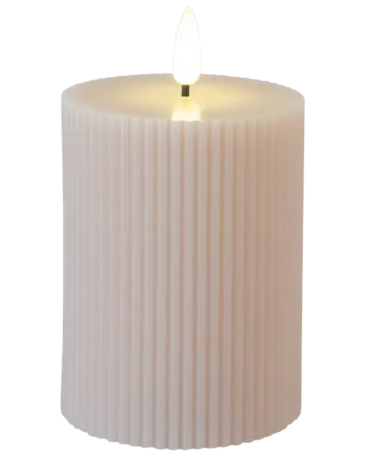 LED-ljus räfflad beige - 3-pack