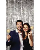 Glitterdraperi 90 x 250 cm - silver