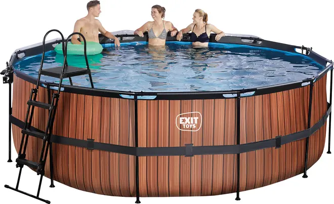 EXIT TOYS Pool Ø427x122cm med pumpe og skærm - Brun