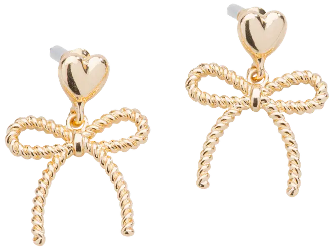 Øreringe hjerte og sløjfe - guld