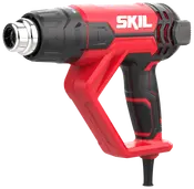 Rød og sort SKIL-ledet varmepistol med sølvfarvet dyse, pistolgreb og kompakt værktøjsdesign.