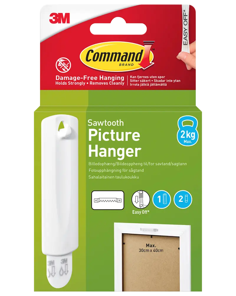 Command™ Tavelupphängning - 1 krok och 2 strips