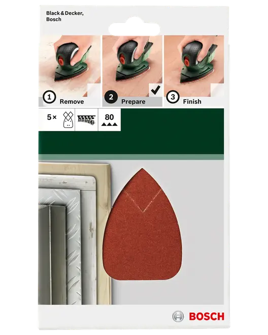 Bosch Slibepapir 95 x 135 mm K80 - 5-pak