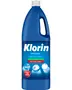 Stor blå flaske Klorin Original desinfektionsmiddel og blegemiddel med hvidt låg og hank, velegnet til rengøring, desinfektion og blegning af forskellige overflader i hjemmet.