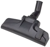 Sort støvsuger gulvdyse med justerbar børste, bredt rektangulært hoved og vinkelrør til montering på støvsugerslange. Velegnet til tæpper og hårde gulve.