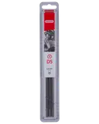 Oregon D5 4,8 mm 3/16-tommer motorsavfil sæt i gennemsigtig blisterpakning med rød og grå etiket.