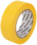 Gul klæbebåndsrulle med glat overflade, mellem bredde og "DROPPEN" mærkning på inderkernen. Velegnet til almindelig brug, pakning eller afdækning.