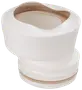 Vit flexibel toalettanslutning med gummitätning, avsedd för att koppla toalett till avloppsrör. Tillverkad i slitstark plast, passar olika installationsvinklar.