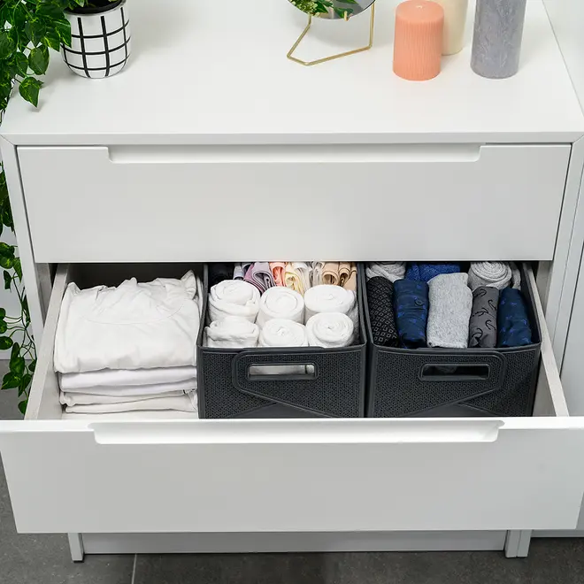 Förvaringskorg vikbar grå