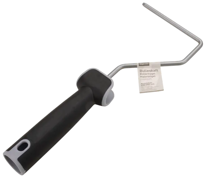 Sort og gråt rulleskaft med ergonomisk håndtag og metalbøjle, velegnet til malerruller. Giver komfortabelt greb og nem påføring af maling. Rulle medfølger ikke.