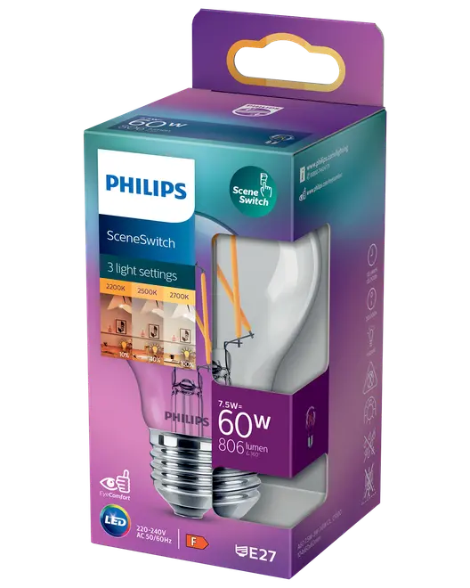 PHILIPS LED normallampa Scene Switch 7,5W E27