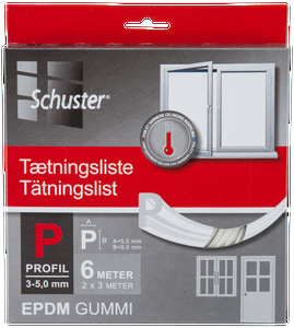 Schuster Tætningsliste P 5,5 x 9 mm 6 m