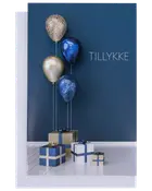 Kort med kuvert 11x17 cm - balloner og gaver