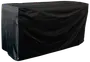 Rektangulärt svart möbelskydd för utomhusbruk, tillverkat av vattentätt och slitstarkt material med förstärkta hörn och metallöglor. Skyddar bord eller bänkar mot väder och damm.