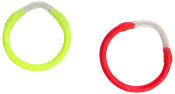 Sæt med to runde nøgleringe, én neon gul og én rød, hver med sølvfarvet metalspænde. Holdbar plastbelægning for nemt greb og synlighed. Perfekt til organisering af nøgler.