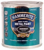 Hammerite Direct to Rust Metal Paint, semimat sort, 250ml dåse. Giver 8 års beskyttelse, ingen grunding nødvendig, hurtigtørrende. Til metaloverflader, både inde og ude.