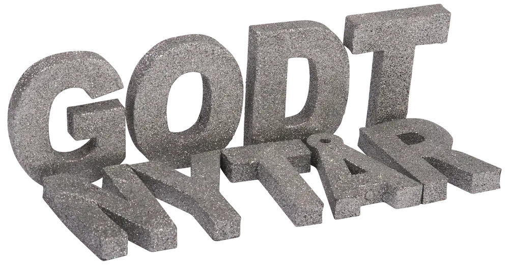 ''GODT NYTÅR'' sølv glimmer