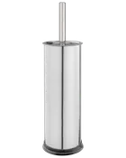 Toalettborsthållare i rostfritt stål med cylindrisk form, blank yta och matchande handtag. Modern och stilren design. Borste ingår i behållaren.
