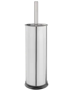Toalettborsthållare i rostfritt stål med cylindrisk form, blank yta och matchande handtag. Modern och stilren design. Borste ingår i behållaren.