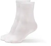 Et par ensfarvede hvide strømper i mellemlang længde, lavet af blødt, elastisk materiale. Har glat overflade og ribkant for komfortabel og sikker pasform.