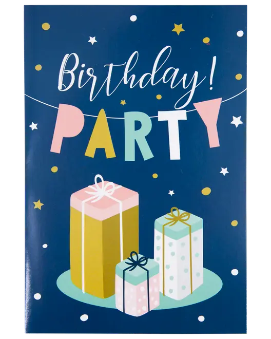 Kort med kuvert 11x17 cm - birthday party