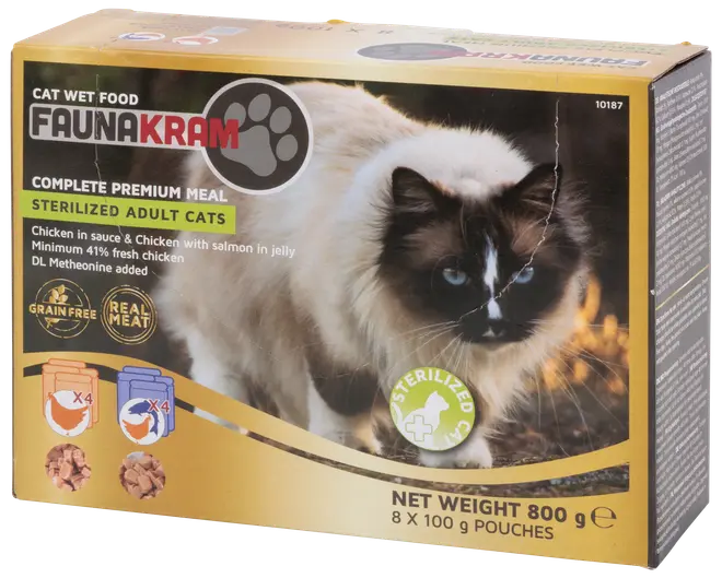 Faunakram Våtfoder för katter 8 x 100 g