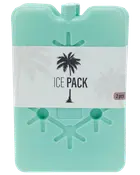 Rektangulær turkis køleelement med afrundede hjørner, plastoverflade og snefnugdesign. Indeholder to styk pr. pakke, ideel til at holde mad og drikke kolde.