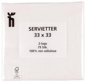 Serviet hvid 2-lags 75-pak