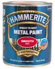 Hammerite glat rød metalmaling, 250 ml dåse. Påføres direkte på rust, ingen grundmaling nødvendig, hurtigtørrende, 8 års beskyttelse, velegnet til udendørs metaloverflader.