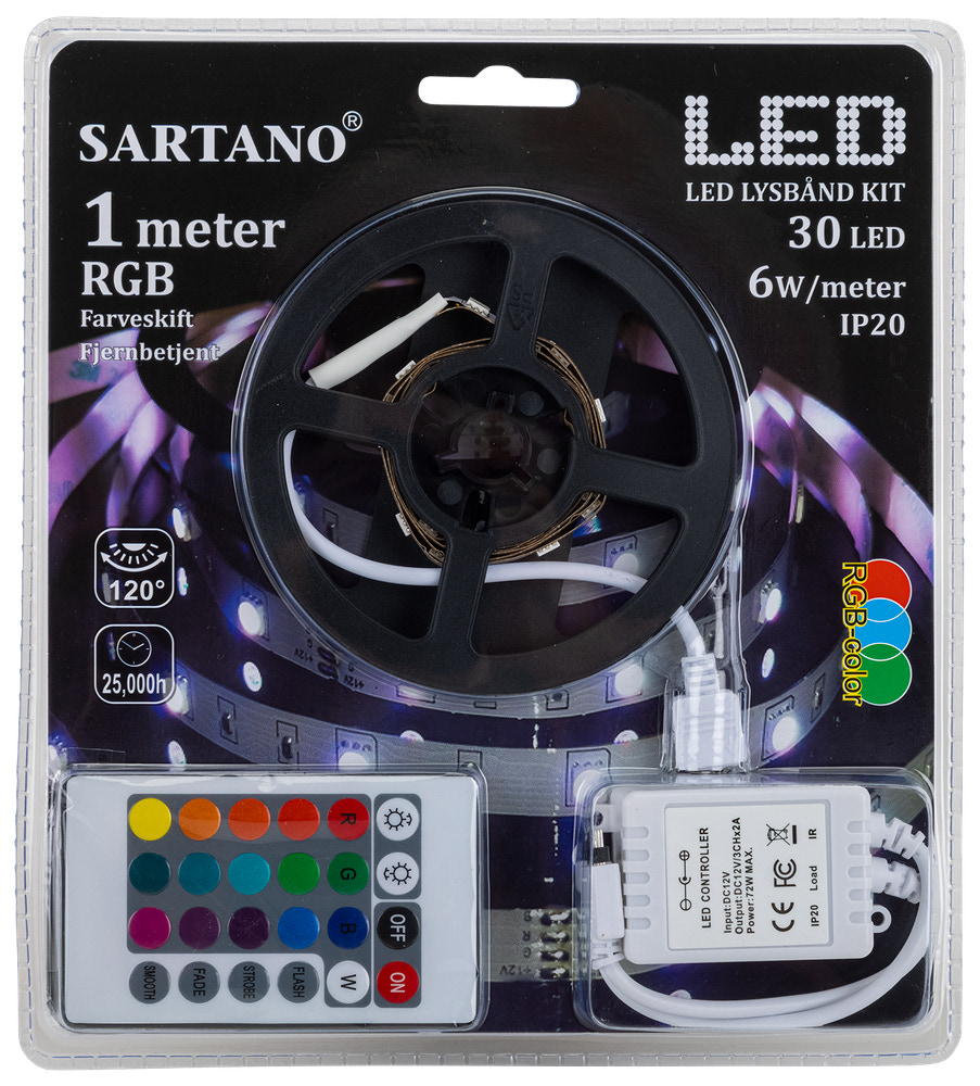 SARTANO Flexstrip RGB LED og fjernbetjening - 1 meter