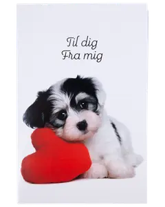 Kort med kuvert 11x17 cm - hund med hjerte