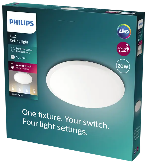 PHILIPS Plafond SceneSwitch 3-trin Ø38cm 20W - hvid