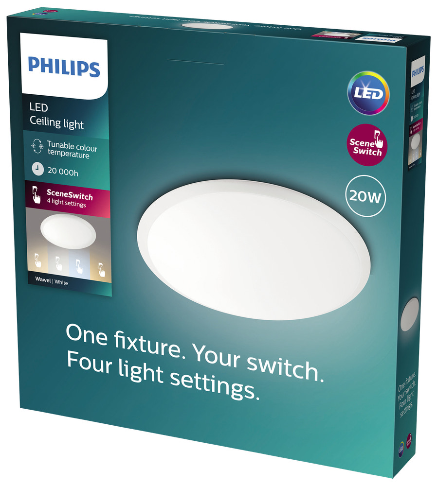 PHILIPS Plafond SceneSwitch 3-trin Ø38cm 20W - hvid