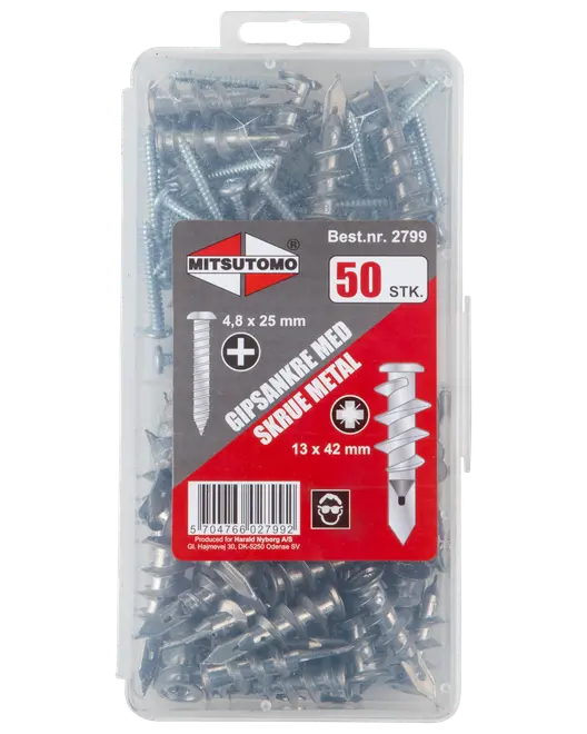 Mitsutomo Gipsankre med skrue i metal 50-pak