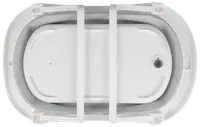 Hopfällbart vitt babybadkar med oval form, integrerad avtappningsplugg och stadiga stödben. Kompakt design för enkel förvaring, passar spädbarn och småbarn.