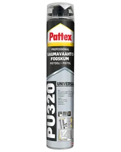 Pattex PU320 Universal professionel fugeskum til pistol, velegnet til tætning og isolering af samlinger, vinduer og døre. Sort og sølv emballage, 750 ml.